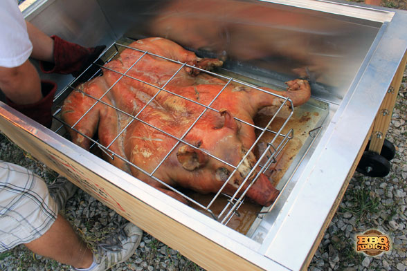 Roasting a Whole Pig using a Wired Thermometer - La Caja China